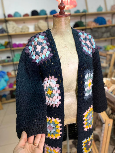 Kimono Kellü Crochet Negro Bodega